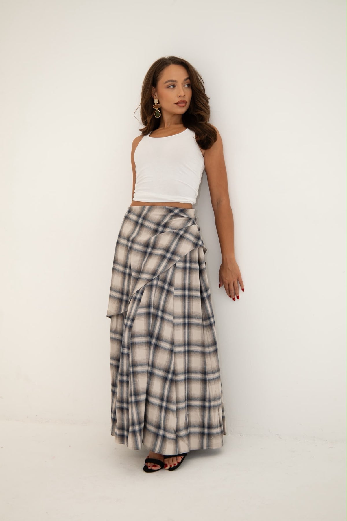 Mira Checked Maxi Skirt