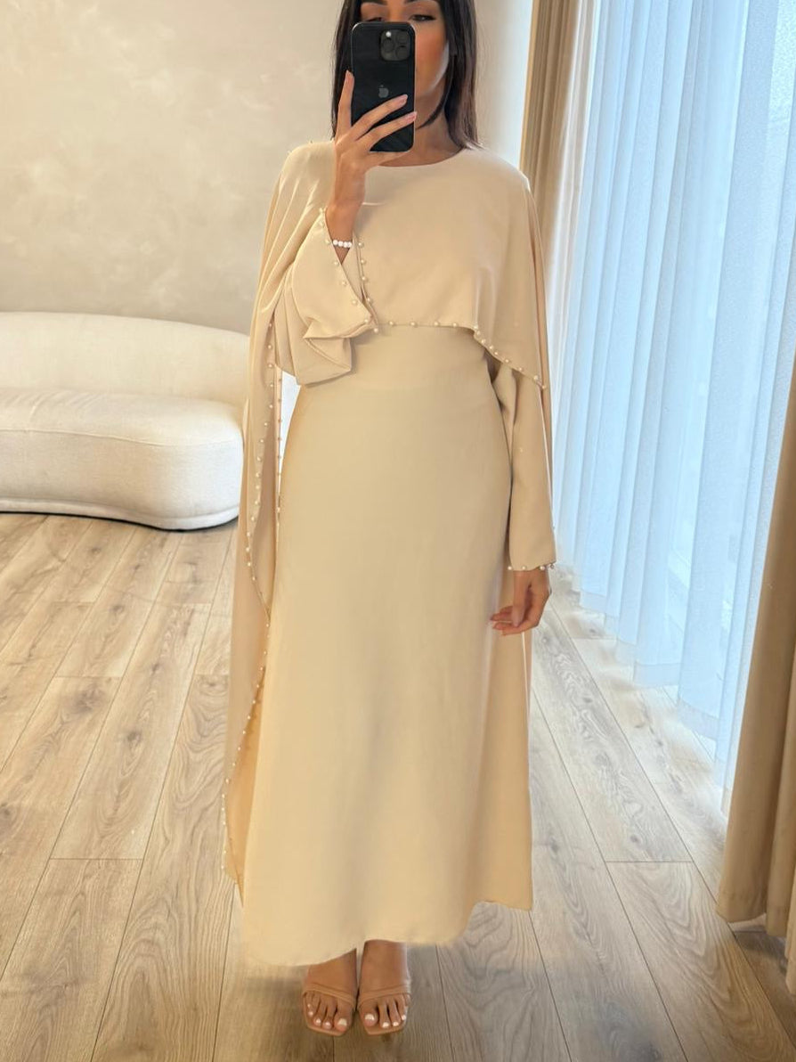 Noora Cape Dress In Cream
