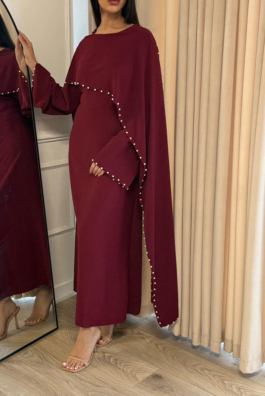 Noora Cape Dress In Red