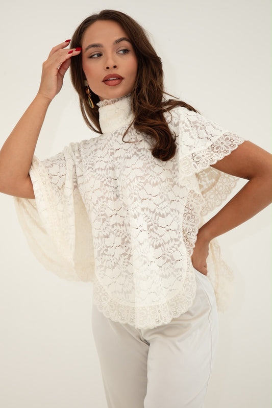 Yazmine Lace Cape Top