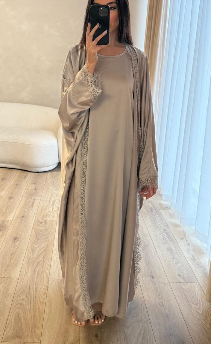 Amal Taupe Abaya Two Piece