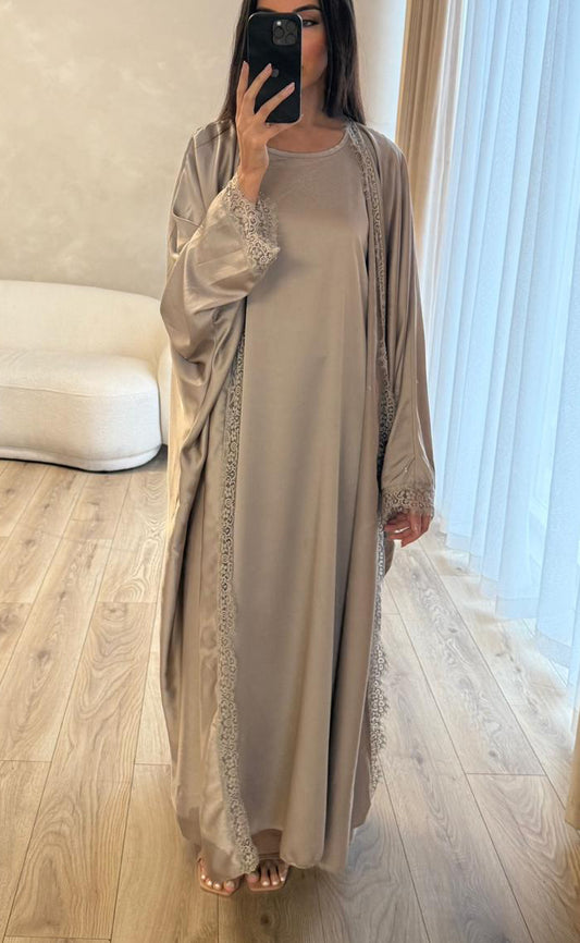 Amal Taupe Abaya Two Piece