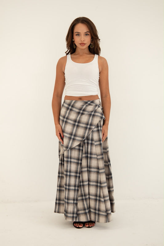 Mira Checked Maxi Skirt
